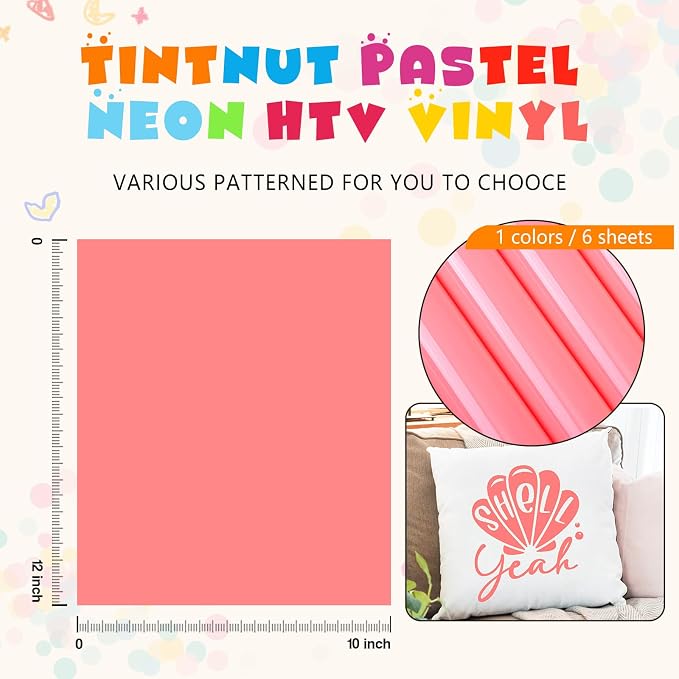 Tintnut Light Pink Neon Heat Transfer Vinyl, easy cut & weed, stretch washable - Image 4