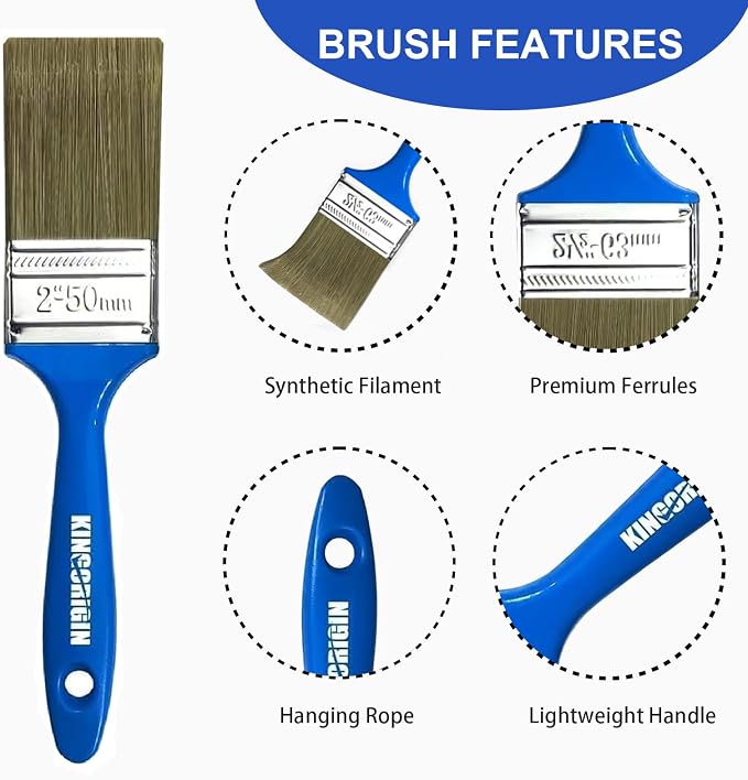 King Origin 10 PCS 2 Inch Paint Brushes, Versatile Paint Brush Set | Wall Paint - Image 2