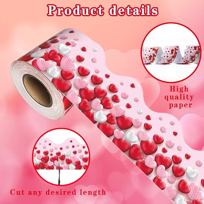 69 Ft Valentine's Day Bulletin Board Border Heart Trim Border Sweet Valentine - Image 3