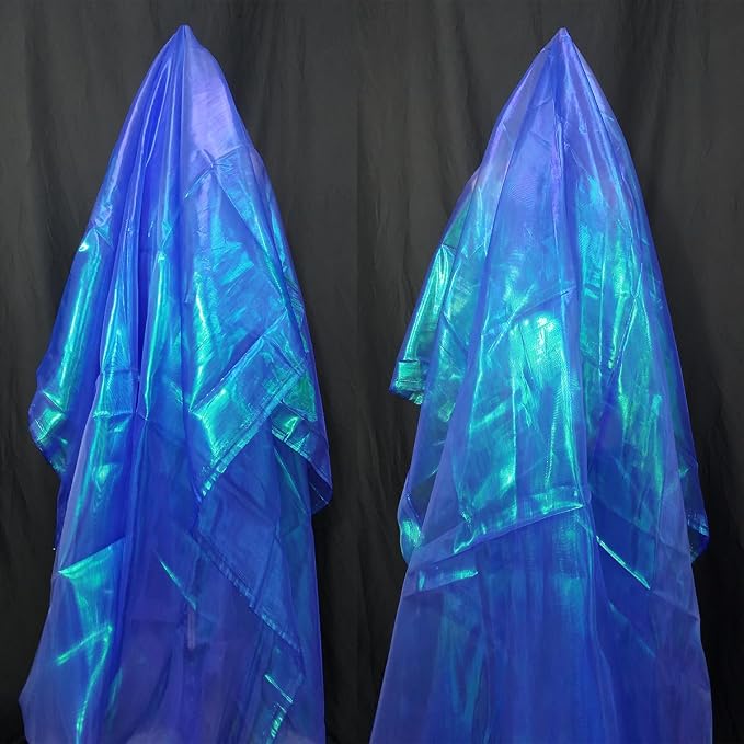 Royal Blue Iridescent Organza Fabric - Image 4