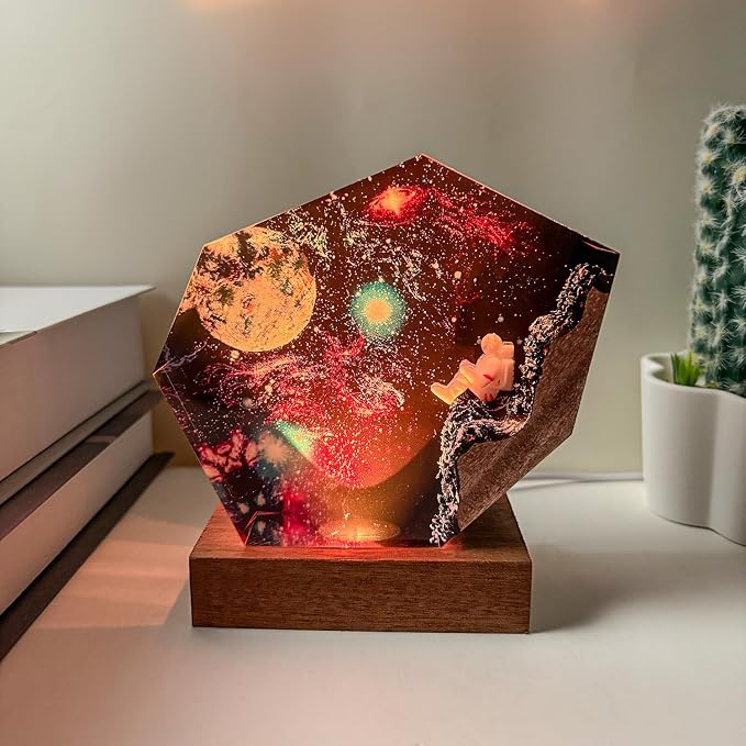 Space Resin Lamp, Handmade Galaxy Resin Night Light - Image 3