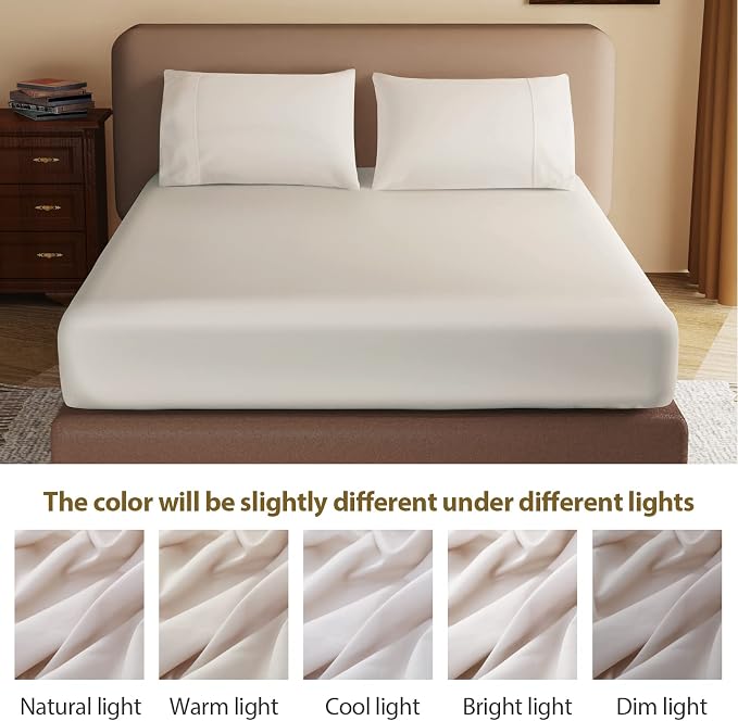 100% Egyptian Cotton Fitted Sheet King Size, 600 Thread Count 8-16" Deep Pocket - Image 9