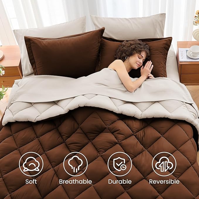 MUXHOMO 5 Pieces Twin Comforter Set, Reversible Bed in a Bag Twin Size - Image 6