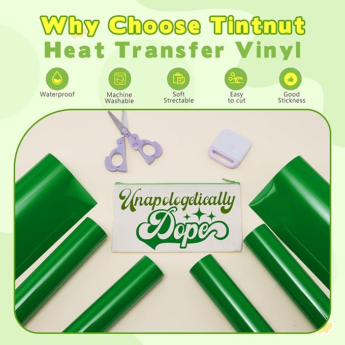 Tintnut Spanish Green Heat Transfer Vinyl, easy cut & weed, stretch washable - Image 3