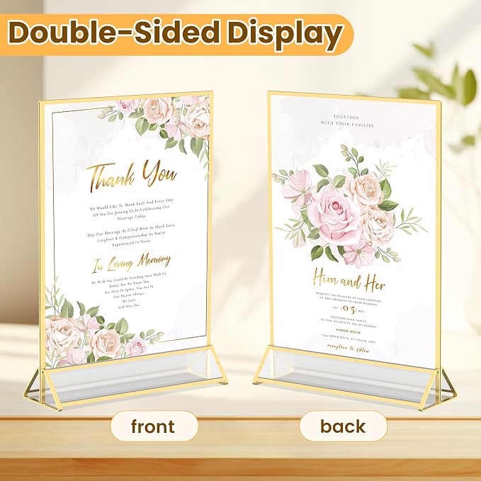 Acrylic Sign Holder Double Sided 8X10 Gold Frames - Image 4
