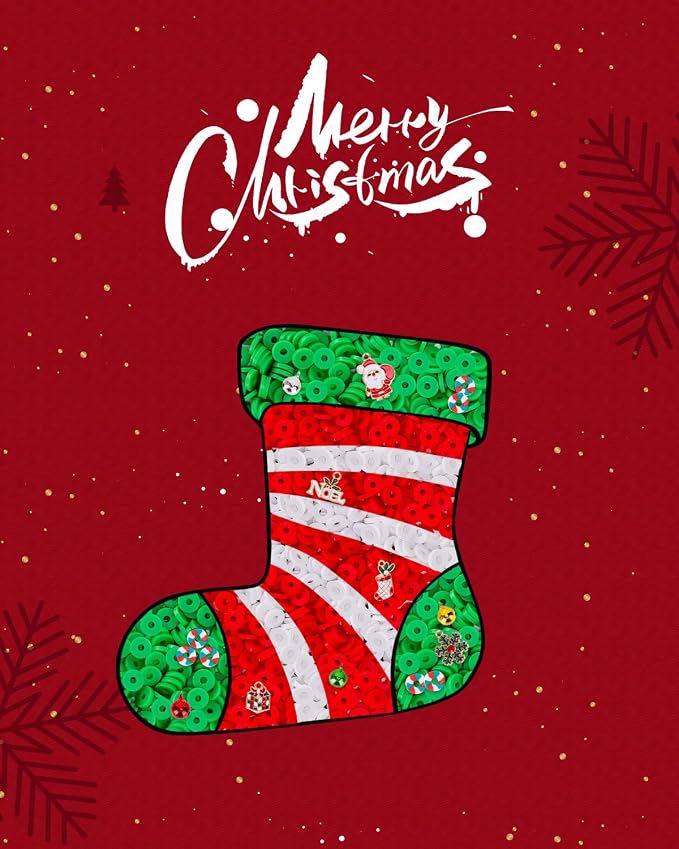 Goldwise Christmas Friendship Bracelet Kit-Christmas Clay Beads and White - Image 3