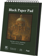 Fuxi Black Paper Notebook, 60 Sheets Spiral Sketchbook 8.5 x 11, Hardcover | by SketchBook
