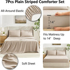 CozyLux Full Size Comforter Set Wheat, 7 Pieces Bed in a Bag, Wheat Comforter - Image 5