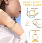 Beebeecraft 10 Sets 18K Gold Plated Toggle Jewelry Clasps Connectors Round Ring - Image 2