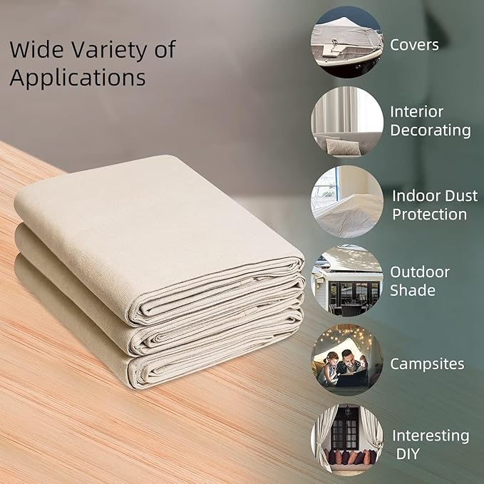 Canvas Fabric, Premium 10oz Natural Cotton Duck Canvas Fabric 62'' Wide - Image 3