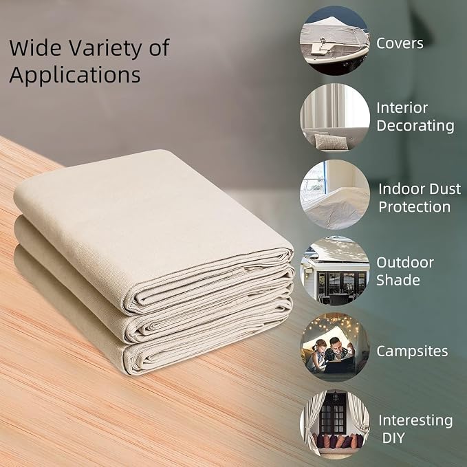Canvas Fabric, Premium 10oz Natural Cotton Duck Canvas Fabric 62'' Wide - Image 3