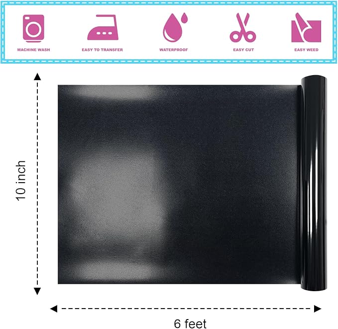 Black Heat Transfer 3D Puff Vinyl 10 Inch * 6 Foot Puff HTV Heat Transfer Vinyl - Image 2