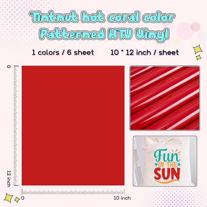 Tintnut Red Color Heat Transfer Vinyl, easy cut & weed, stretch washable - Image 2