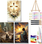 Mandun 3 Pack Paint by Numbers for Adult, Religion Paint by Numbers Kit for by MANDUN