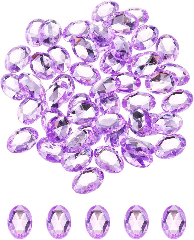 MECCANIXITY 50Pcs Acrylic Oval Gems 13x18 mm Flat Back Artificial Rhinestones by MECCANIXITY