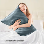 BEDELITE Satin Pillowcase with Zipper, Space Grey Pillow Cases Queen Size Set - Image 2