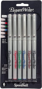 Speedball Elegant Writer Calligraphy 6 Marker Set, 3.0 mm Chisel Nib Tip Pens by SpeedballArt