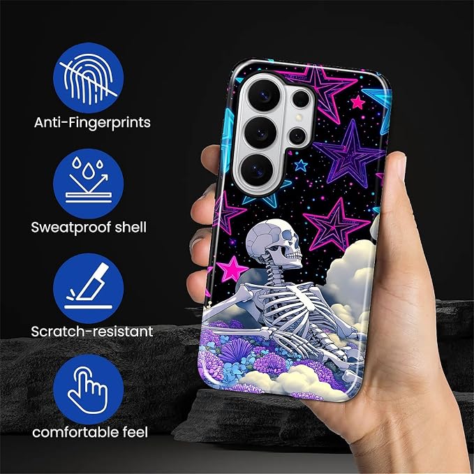 for Samsung Galaxy S26 Ultra Case, Skull Star Collage Pattern Glossy 2 in 1 - Image 7