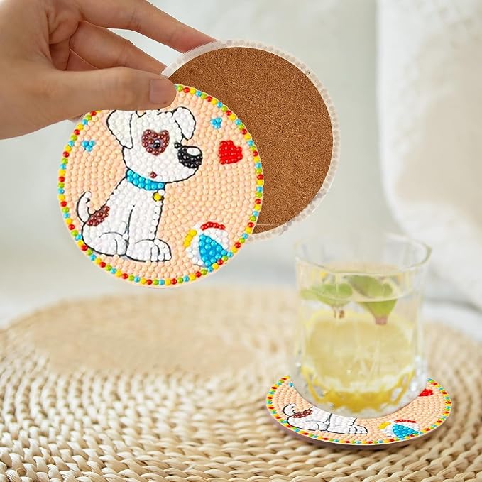 EWJRNSF 8 PCS Diamond Art Coasters Kit, Small Diamond Painting Coasters - Image 6