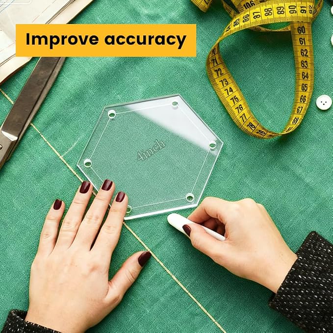 6Pieces Hexagon Quilting Templates Set, Acrylic Quilting Rulers and Templates - Image 7