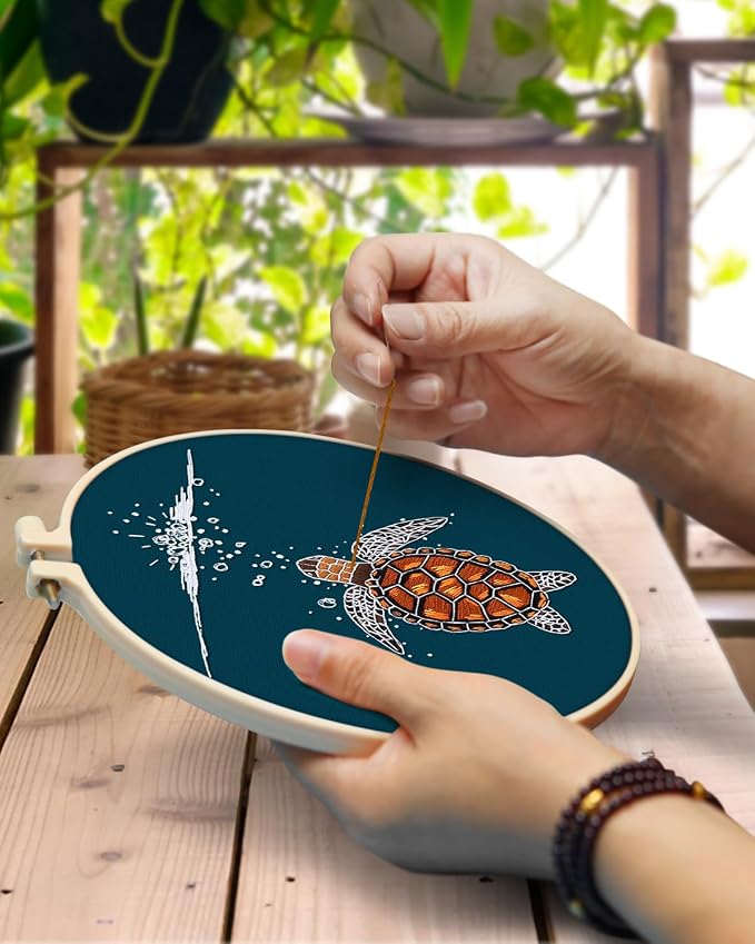 TINDTOP Embroidery Kit for Beginners Adult, Turtle Embroidery Practice Kit | - Image 4