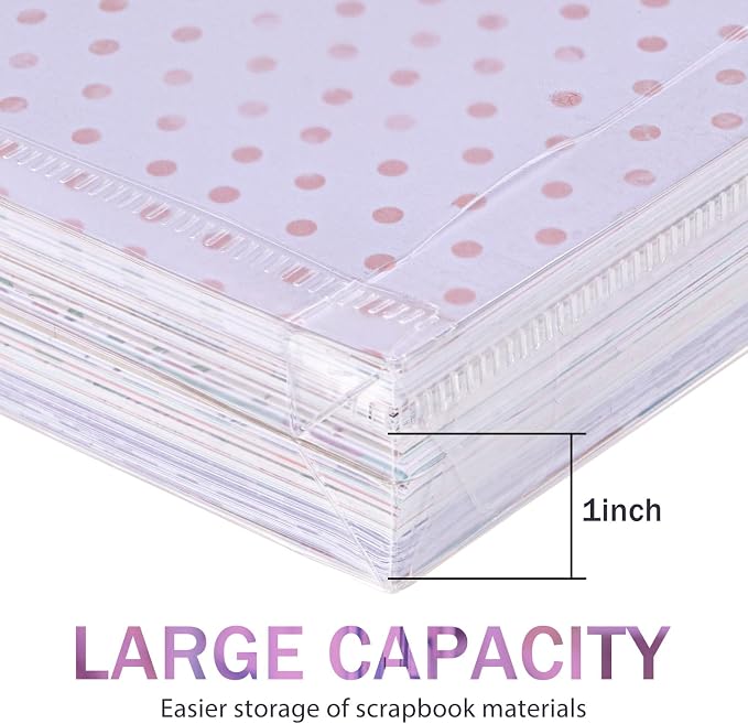 Henoyso 24 Pcs 12 x 12 Scrapbook Paper Storage Organizer Top Loading Plastic - Image 3