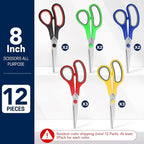 BURVAGY 8" 12 Pack All Purpose Heavy Duty Scissors- Comfort-Grip Sharp Scissors - Image 3