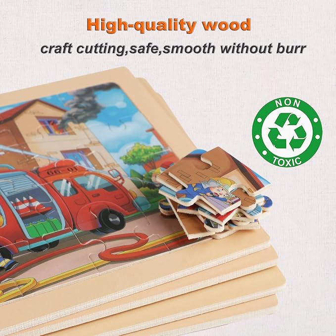 Puzzles for Kids Ages 4-6, 4 Packs 24 Piece Wooden Jigsaw Puzzle for Toddlers - Image 7