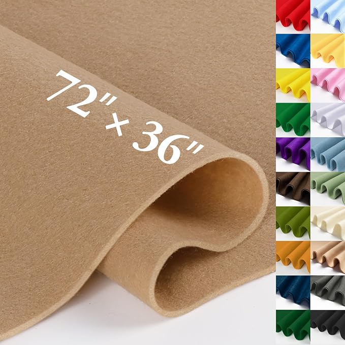 Tan Felt Fabric Sheet 72" X 36", 1.4mm Thick Large Soft Durable Flexible Craft by MITINU
