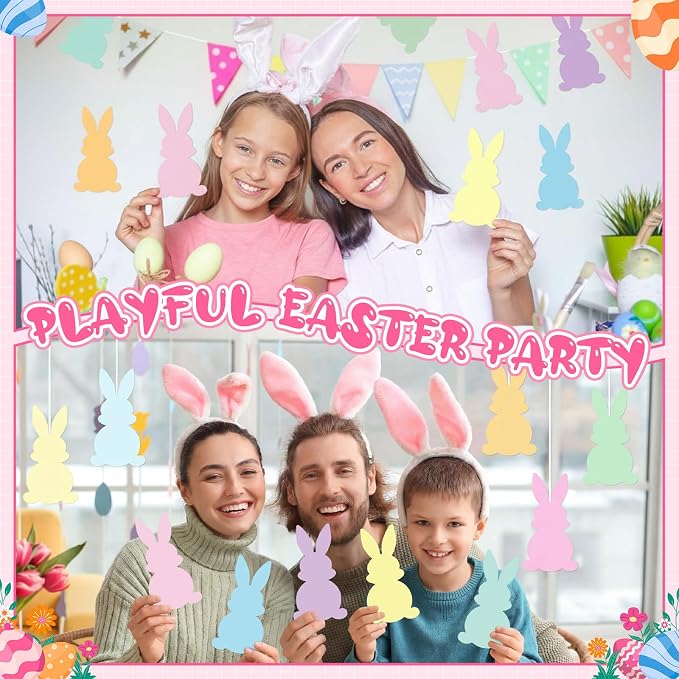 Funrous 80 Pcs Easter Bunny Cutouts Pastel Rabbit Shape Paper Cutouts Easter - Image 4