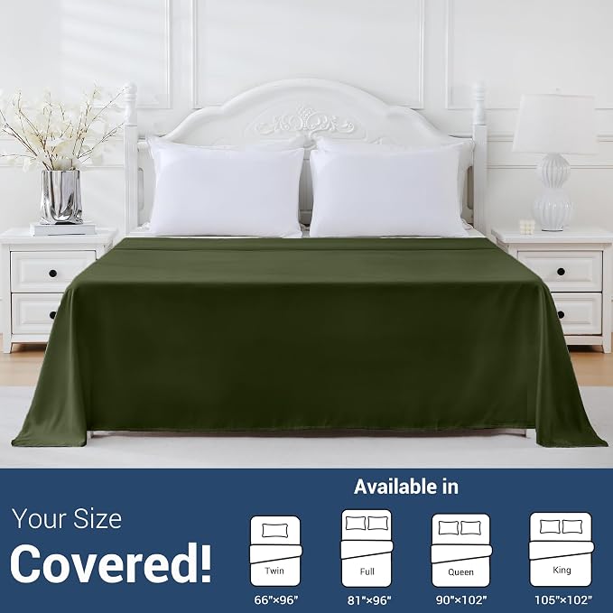 Queen Flat Sheet Only, 1 Pack Top Bed Sheets, Soft Breathable Brushed - Image 5