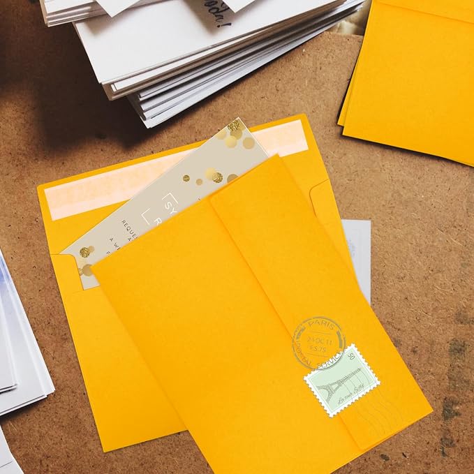 50 Packs Yellow 5x7 Envelopes 5x7, Fade Bright Yellow Color Envelopes Self Seal - Image 6