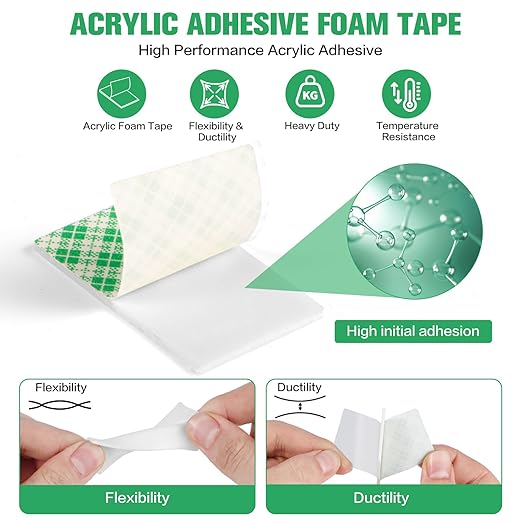 Double Sided Foam Tape Pads, 2mm Thick Heavy Duty White Polyurethane Foam - Image 3