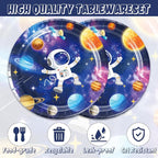 40 Pcs Space Birthday Decorations Blue Galaxy Planet Birthday Paper Plates and - Image 3