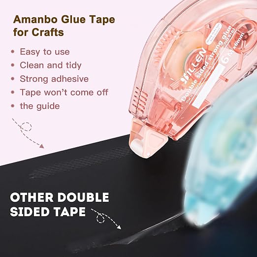 Amanbo 6 Pack Glue Tape for Scrapbooking, Scrapbook Double Sided Tape Roller - Image 2