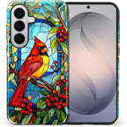 for Samsung Galaxy S26+ Case, Stained Glass Cardinal Bird Pattern Glossy 2 in 1 - Image 2