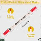 Thboxes Red Paint Markers 10 Pack, Dual Tip Acrylic Paint Pens | Fine & Brush - Image 2
