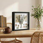 Black 8×8 Shadow Box Display Frame, Premium Linen Backboard and Included - Image 3