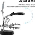 Helping Hands Magnifying Glass Soldering Station, LED Lighted 3.5X 12X Magnifier - Image 3