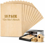 Juexica 18 Pcs 12" X 18"x 1/8" Basswood Craft Sheets 3mm Plywood Board Wood by Juexica