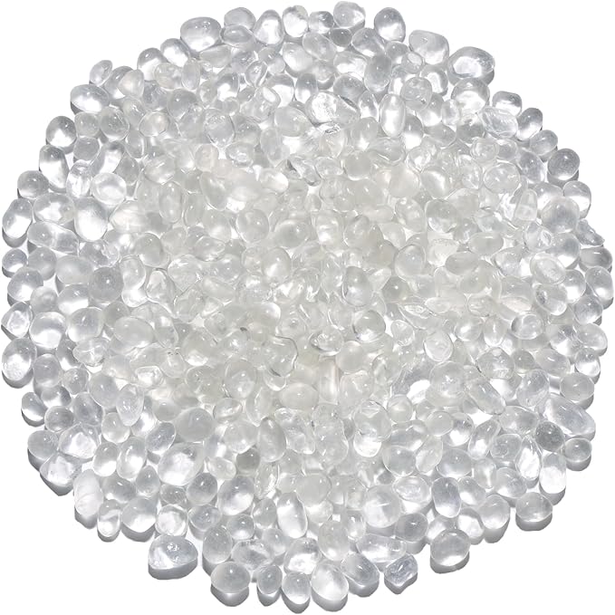 QYGL 0.55LB White Clear Glass Pebbles, Tumbled Sea Glass Stones by QYGL