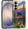 for Samsung Galaxy S26+ Case, Stained Glass Cactus Pattern Glossy 2 in 1 by Teonvpu