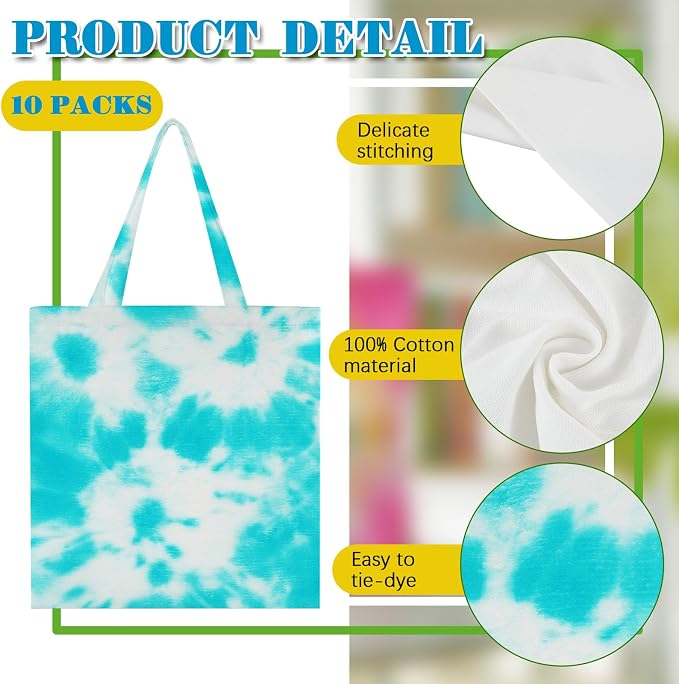 Silkfly Cotton Tote Bags Bulk for Tie Dying Bohemia Tie Dye Blank Grocery - Image 4