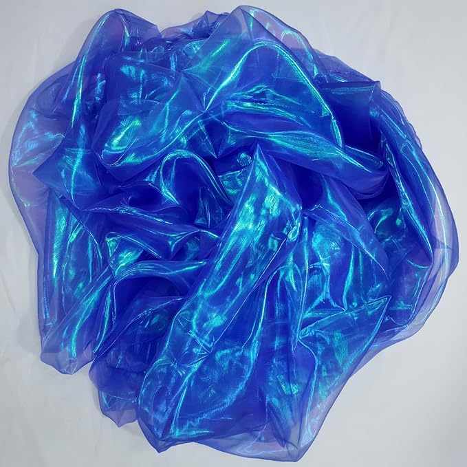 Royal Blue Iridescent Organza Fabric - Image 8