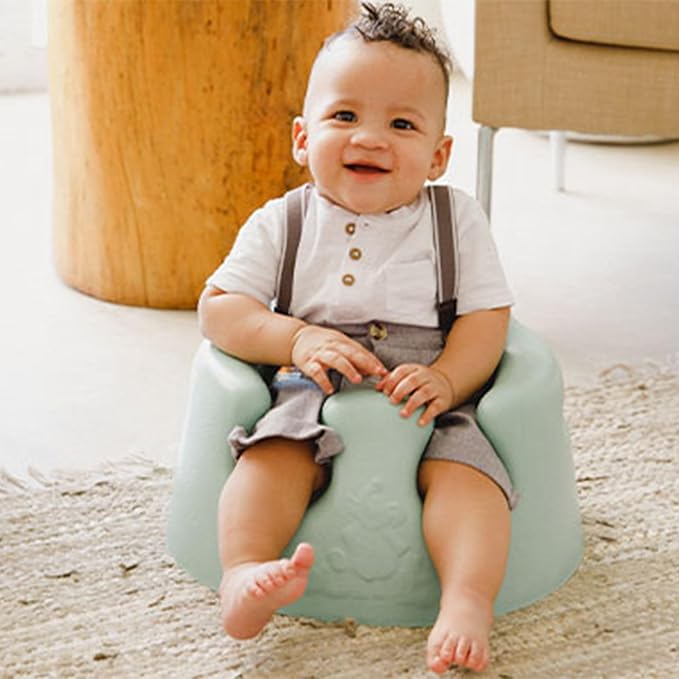 Bumbo Baby Infant Soft Foam Comfortable Support Wide Floor Seat with 3 Point Adjustable Harness for Ages 3 to 12 Months, Hemlock