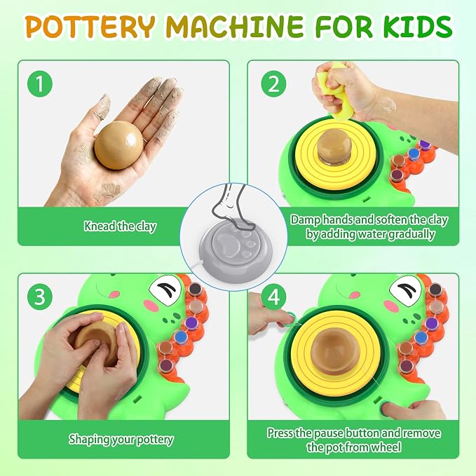 Pottery Wheel for Kids, Complete Pottery Painting Craft Kit, Arts and Crafts - Image 4