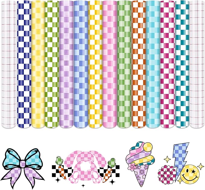 Tintnut Colorful Checkerboard Permanent Vinyl, waterproof, easy peel & stick by Tintnut