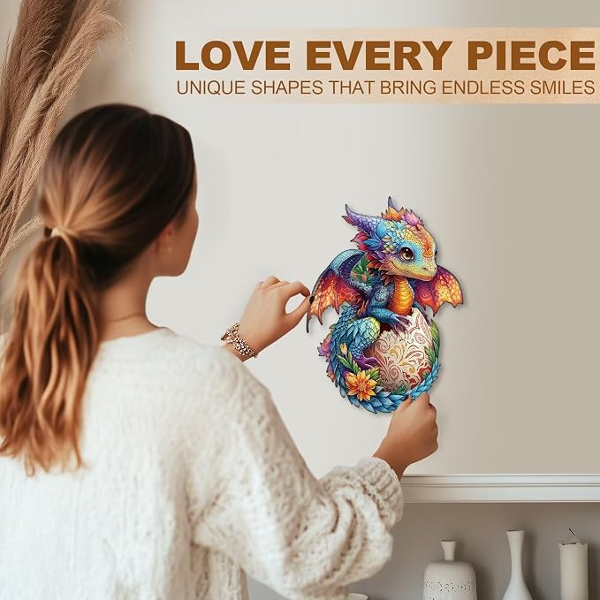 Cute Dragon Puzzles Fantasy Egg Flowers Colorful Rainbow Puzzle Adults Gifts - Image 6