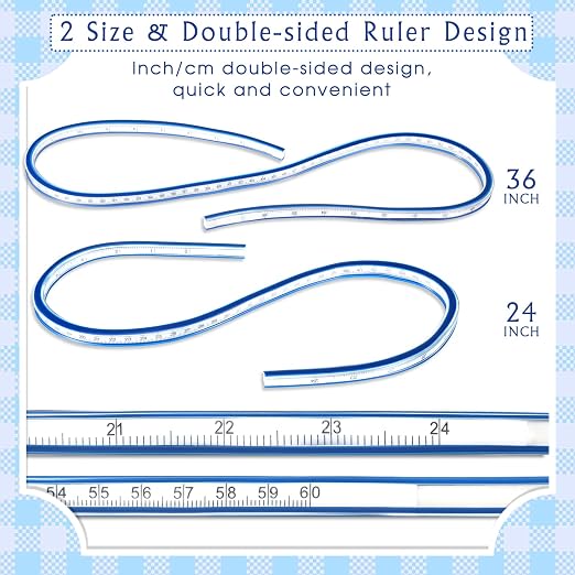 Hicarer 24" and 36" 2 Pieces Flexible Curve Rulers Double Side Scale Ruler - Image 2