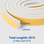 Kikerike Self Adhesive Foam Tape Weatherstrip 3/4in x 5/16in x 20Ft High - Image 2